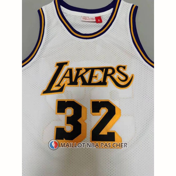 Maillot Los Angeles Lakers Magic Johnson NO 32 Mitchell & Ness1984-85 Blanc